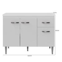 Balcão Pia Gabriela 120cm Branco Com Tampo Mdp - Ajl Móveis Branco - 4