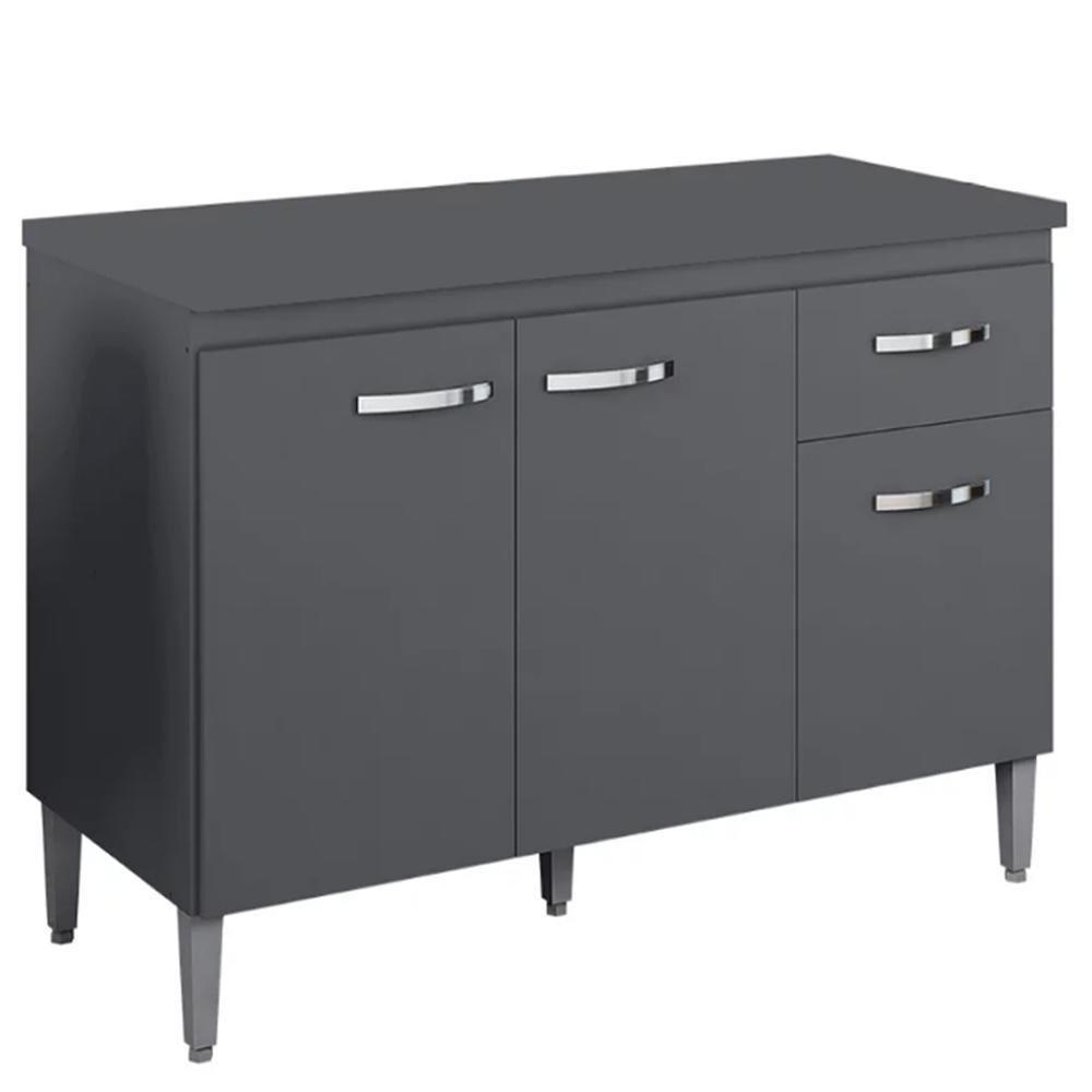 Balcão Pia Gabriela 120cm Cinza Com Tampo Mdp - Ajl Móveis Cinza - 1