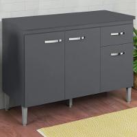 Balcão Pia Gabriela 120cm Cinza Com Tampo Mdp - Ajl Móveis Cinza - 2