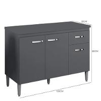 Balcão Pia Gabriela 120cm Cinza Com Tampo Mdp - Ajl Móveis Cinza - 4