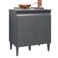 Balcão Cooktop Andréia 79cm Com 2 Portas Cinza Fosco - Ajl Móveis Cinza Fosco - 1