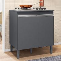 Balcão Cooktop Andréia 79cm Com 2 Portas Cinza Fosco - Ajl Móveis Cinza Fosco - 2