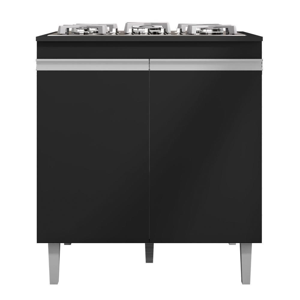 Balcão Cooktop Andréia 79cm Com 2 Portas Preto Fosco - Ajl Móveis Preto Fosco - 1