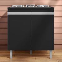 Balcão Cooktop Andréia 79cm Com 2 Portas Preto Fosco - Ajl Móveis Preto Fosco - 2