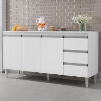 Balcão Pia Andréia 150cm Branco Com Tampo Mdp - Ajl Móveis Branco - 2