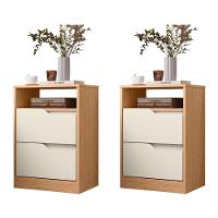 Kit 2 Mesas De Cabeceira Sole 2 Gavetas Flex Off White-freijó - Móveis Albatroz Off White-freijó - 1