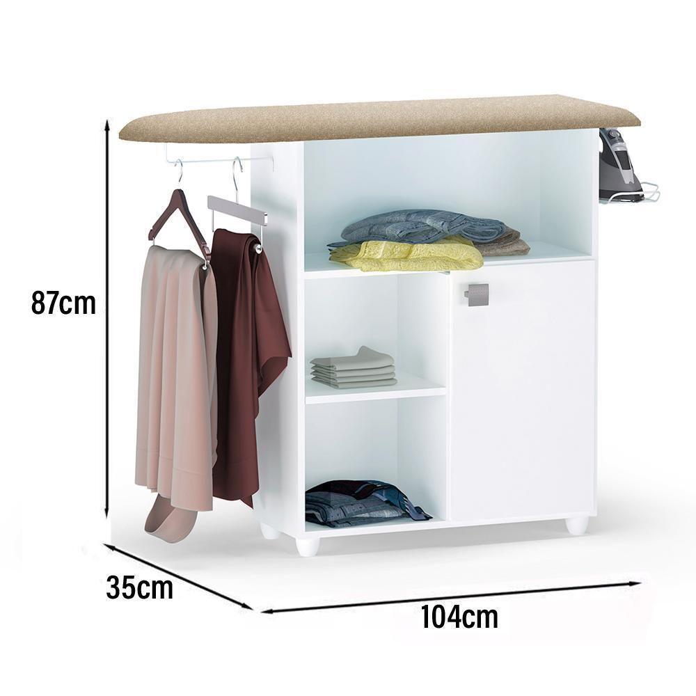Tábua De Passar Roupa Mariana Com Balcão 1 Porta Branco - Ajl Móveis Branco - 4