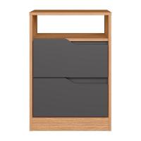 Kit 2 Mesas De Cabeceira Sole 2 Gavetas Flex Titanium-freijó - Móveis Albatroz Titanium-freijó - 3