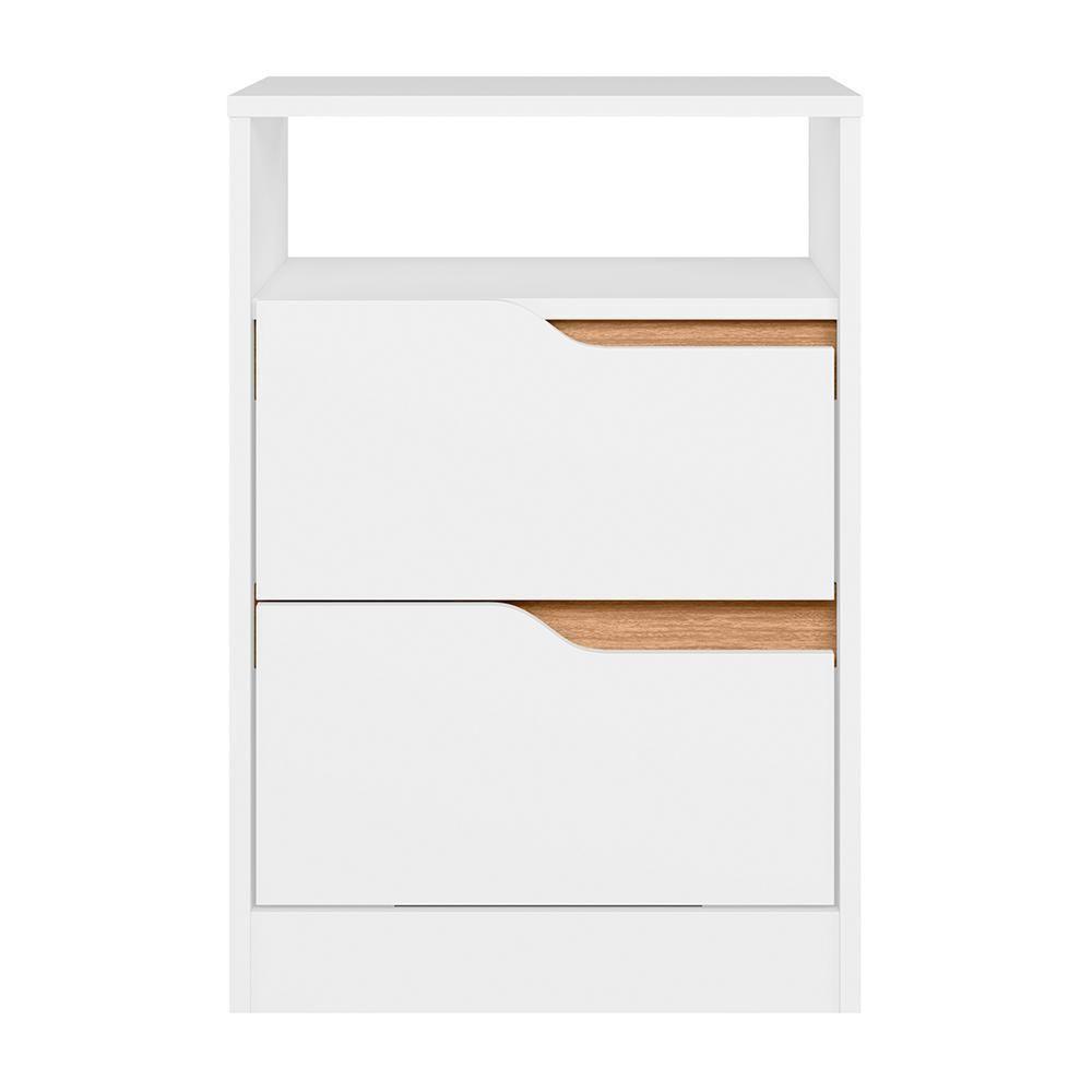 Kit 2 Mesas De Cabeceira Sole 2 Gavetas Flex Branco-freijó - Móveis Albatroz Branco-freijó - 3