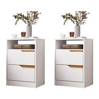 Kit 2 Mesas De Cabeceira Sole 2 Gavetas Flex Branco-freijó - Móveis Albatroz Branco-freijó - 1