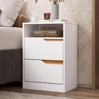 Kit 2 Mesas De Cabeceira Sole 2 Gavetas Flex Branco-freijó - Móveis Albatroz Branco-freijó - 2