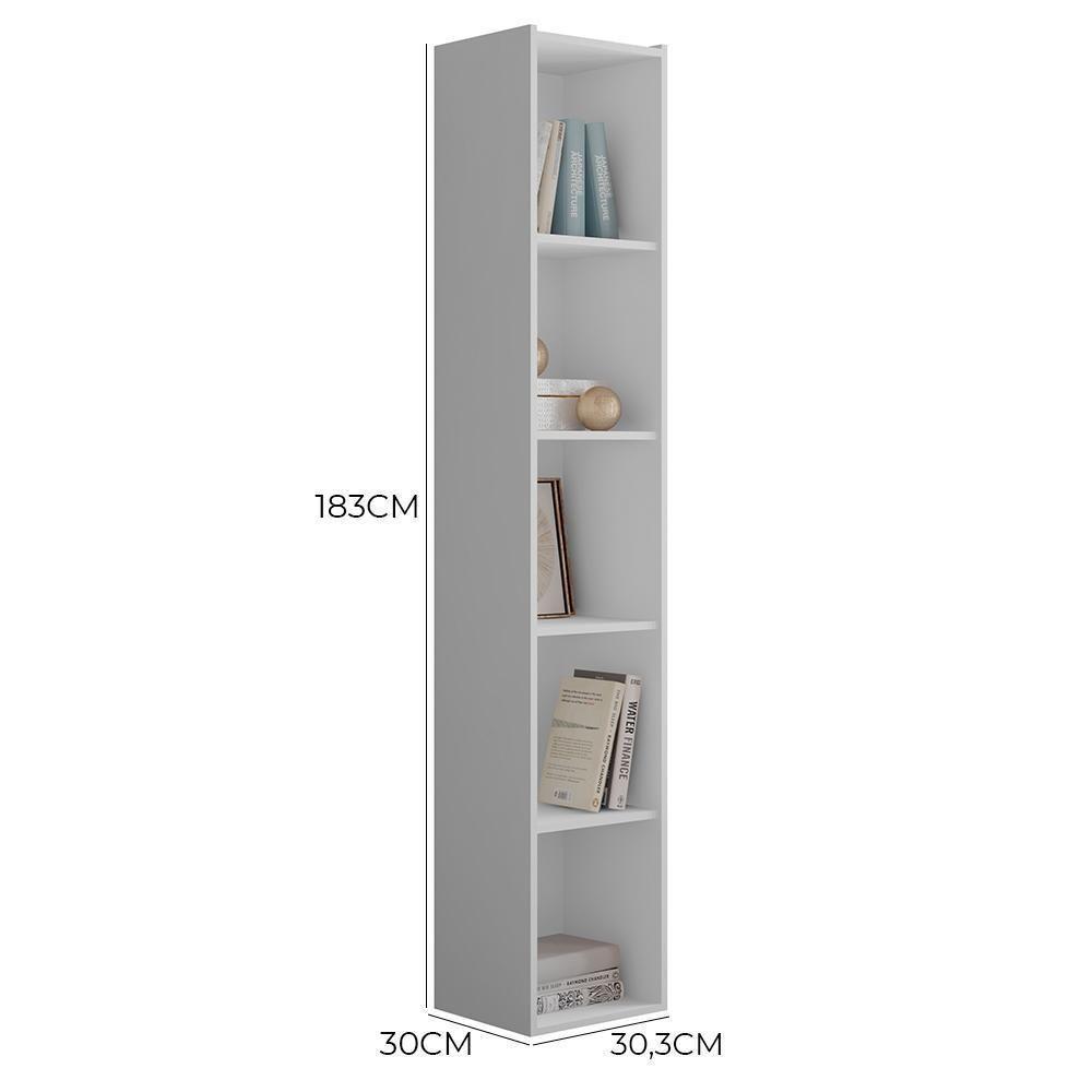 Kit Estante Livreiro Janaina E Luiza Com Prateleiras Branco - Ajl Móveis Branco - 3