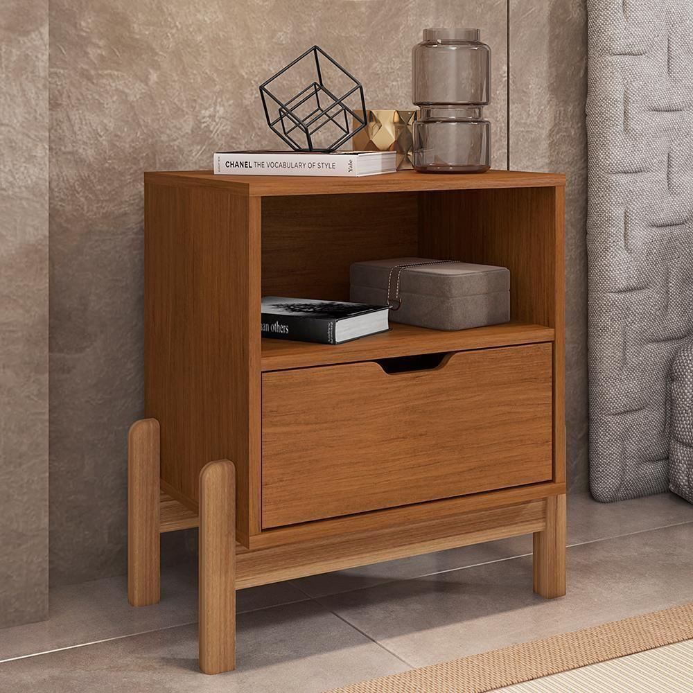 Kit 2 Mesas De Cabeceira Antares 1 Gaveta Cedro - Casa D Cedro - 2