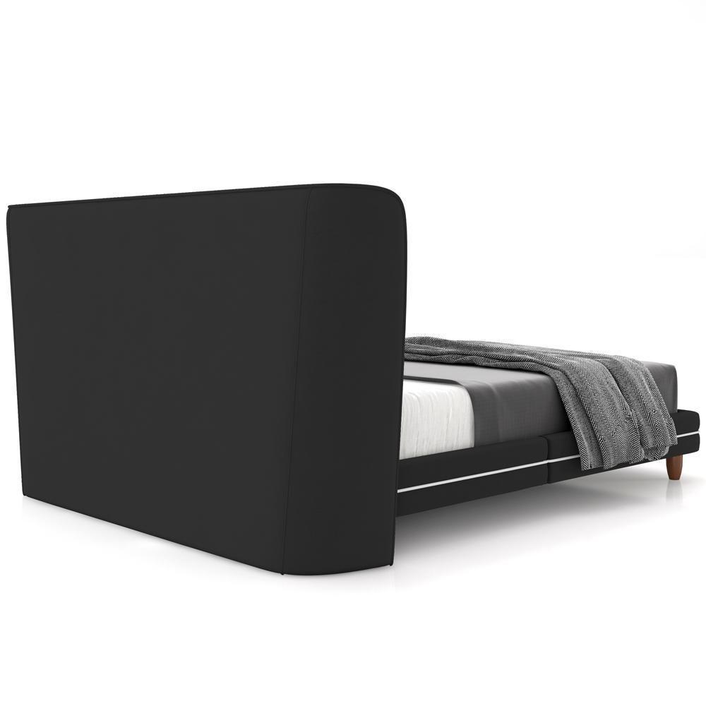 Cabeceira Casal Nilo 195cm Com Cama Pés Madeira Suném P05 Veludo Preto - Lyam Decor - 7