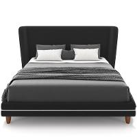 Cabeceira Casal Nilo 195cm Com Cama Pés Madeira Suném P05 Veludo Preto - Lyam Decor - 2
