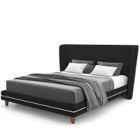 Cabeceira Casal Nilo 195cm Com Cama Pés Madeira Suném P05 Veludo Preto - Lyam Decor - 9