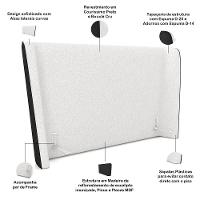 Cabeceira Casal Nilo 195cm Com Cama Pés Madeira Suném P05 Couríssimo Preto Bouclê Cru - Lyam Decor - 3