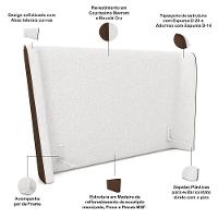 Cabeceira Casal Nilo 160cm Com Cama Pés Madeira Suném P05 Couríssimo Marrom Bouclê Cru - Lyam Decor - 2