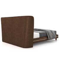 Cabeceira Casal Nilo 160cm Com Cama Pés Madeira Suném P05 Couríssimo Marrom Bouclê Cru - Lyam Decor - 6