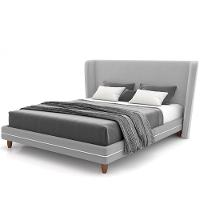 Cabeceira Casal Nilo 195cm Com Cama Pés Madeira Suném P05 Veludo Cinza - Lyam Decor - 2