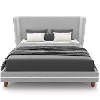 Cabeceira Casal Nilo 195cm Com Cama Pés Madeira Suném P05 Veludo Cinza - Lyam Decor - 3