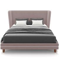 Cabeceira Casal Nilo 160cm Com Cama Pés Madeira Suném P05 Veludo Rosê - Lyam Decor - 2