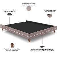 Cabeceira Casal Nilo 195cm Com Cama Pés Madeira Suném P05 Veludo Rosê - Lyam Decor