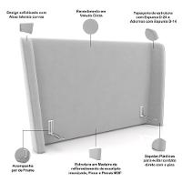 Cabeceira Cama Box Casal 140cm Nilo P05 Veludo Cinza - Lyam Decor - 3