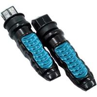 Pedaleira Esportiva De Moto Universal - Par Em Alumínio Cromado Para Diversas Marcas E Modelos Cor:azul - 1