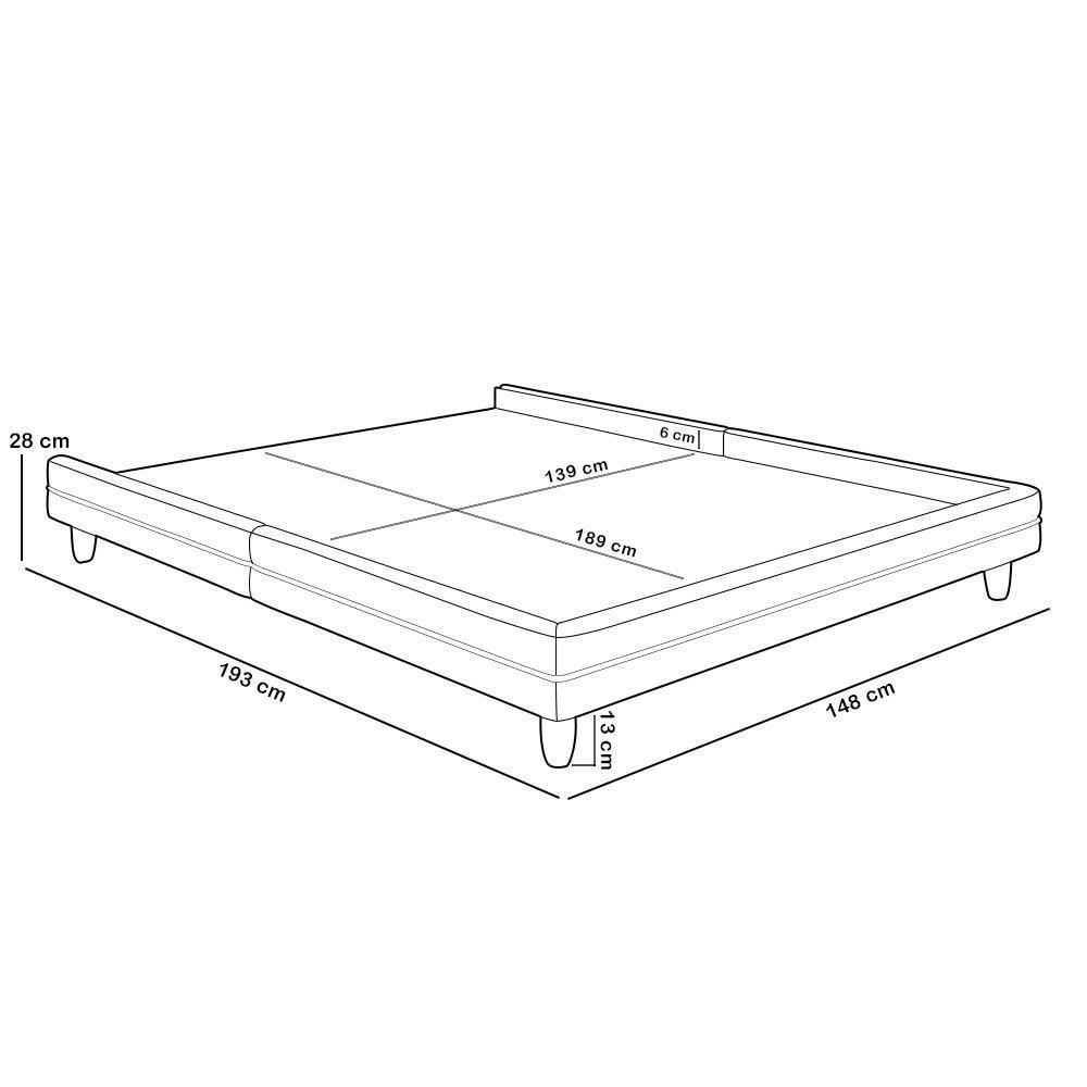 Cama Casal Base Box Pés Madeira 148cm Suném P05 Veludo Marrom - Lyam Decor - 2