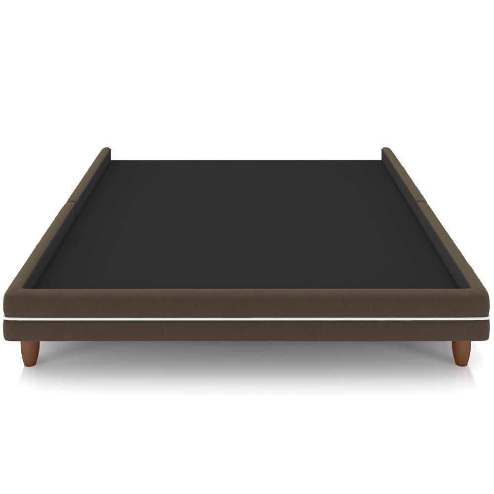 Cama Casal Base Box Pés Madeira 148cm Suném P05 Veludo Marrom - Lyam Decor - 5