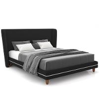 Cabeceira Casal Nilo 160cm Com Cama Pés Madeira Suném P05 Veludo Preto - Lyam Decor - 1