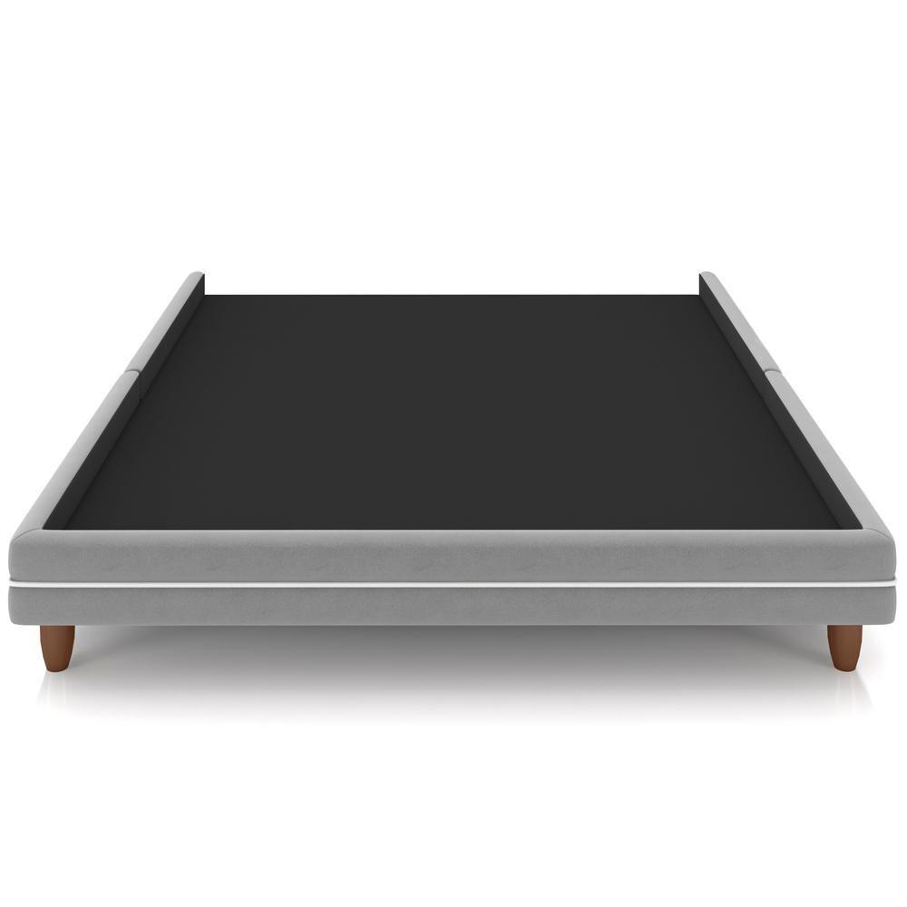 Cama Casal Base Box Pés Madeira 168cm Suném P05 Veludo Cinza - Lyam Decor - 2