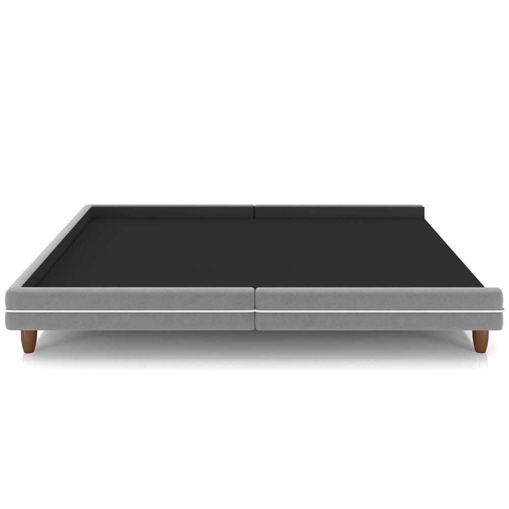 Cama Casal Base Box Pés Madeira 168cm Suném P05 Veludo Cinza - Lyam Decor - 5