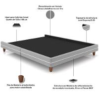 Cama Casal Base Box Pés Madeira 168cm Suném P05 Veludo Cinza - Lyam Decor - 3