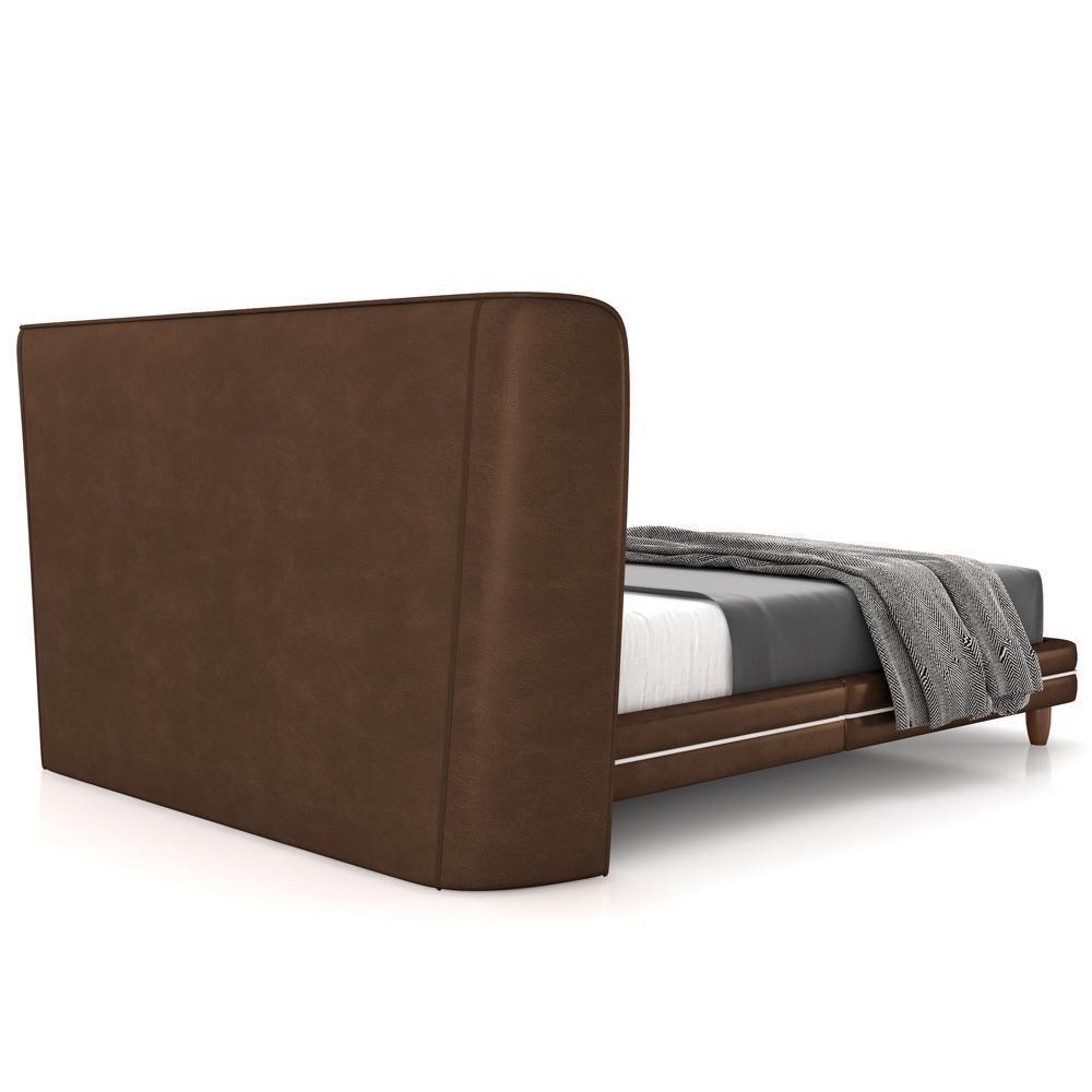 Cabeceira Casal Nilo 195cm Com Cama Pés Madeira Suném P05 Couríssimo Marrom Bouclê Cru - Lyam Decor - 7