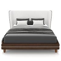 Cabeceira Casal Nilo 195cm Com Cama Pés Madeira Suném P05 Couríssimo Marrom Bouclê Cru - Lyam Decor - 2