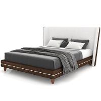 Cabeceira Casal Nilo 195cm Com Cama Pés Madeira Suném P05 Couríssimo Marrom Bouclê Cru - Lyam Decor - 9