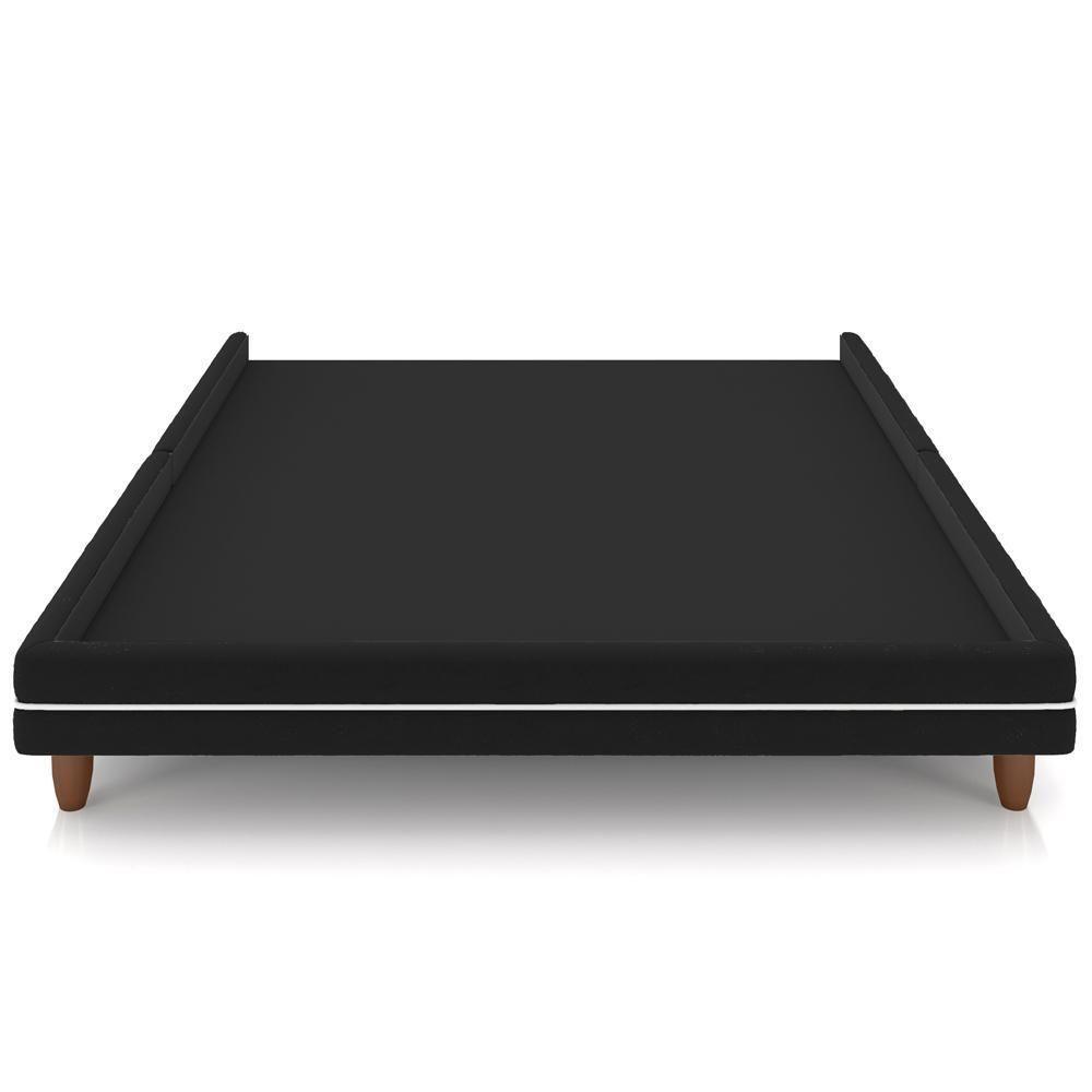 Cama Casal Base Box Pés Madeira 148cm Suném P05 Veludo Preto - Lyam Decor - 5