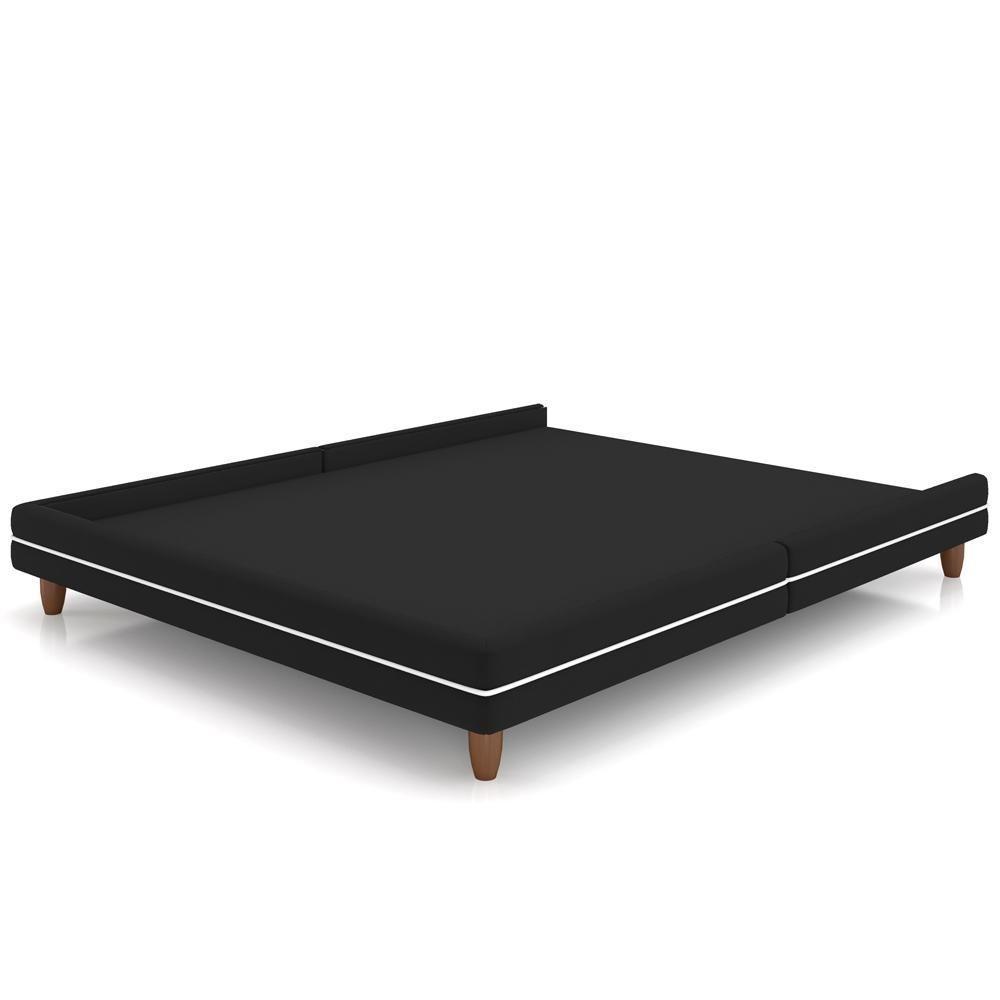 Cama Casal Base Box Pés Madeira 148cm Suném P05 Veludo Preto - Lyam Decor - 6