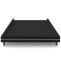 Cama Casal Base Box Pés Madeira 148cm Suném P05 Veludo Preto - Lyam Decor - 5