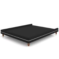 Cama Casal Base Box Pés Madeira 148cm Suném P05 Veludo Preto - Lyam Decor - 6