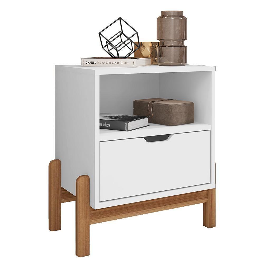 Kit 2 Mesas De Cabeceira Antares 1 Gaveta Branco - Casa D Branco - 4