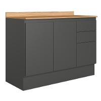 Balcão De Cozinha Acácia Touch 120cm Chumbo-freijó Com Rodapé E Tampo Mdp - Nicioli Chumbo-freijó - 1