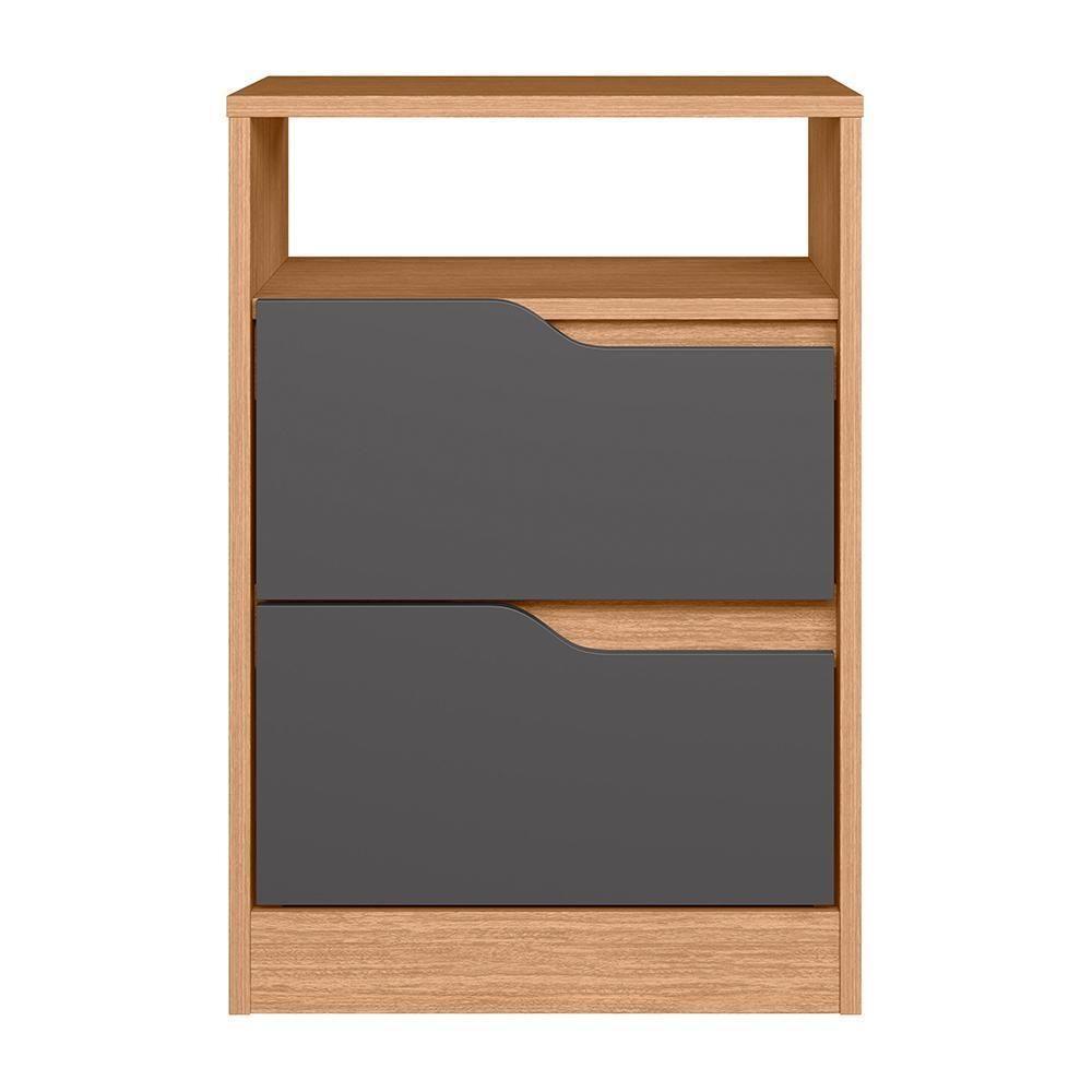 Kit 2 Mesas De Cabeceira Sole 2 Gavetas Flex Freijó-titanium - Móveis Albatroz Freijó-titanium - 3