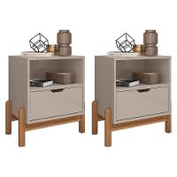 Kit 2 Mesas De Cabeceira Antares 1 Gaveta Off White - Casa D Off White - 1