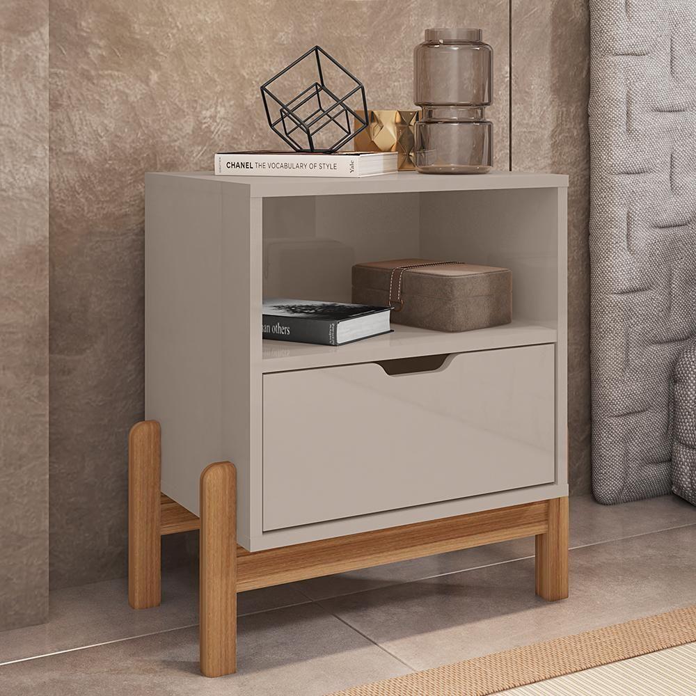 Mesa De Cabeceira Antares 1 Gaveta Off White - Casa D Off White - 2