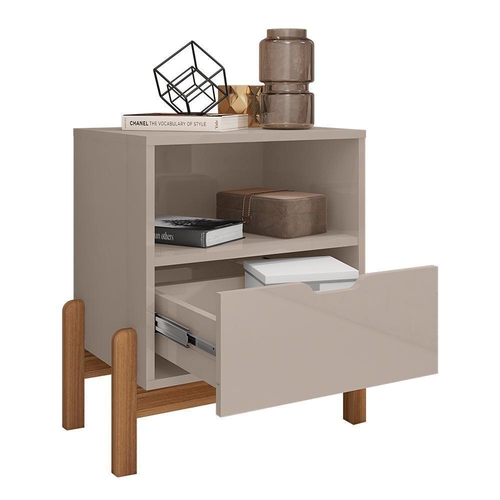 Mesa De Cabeceira Antares 1 Gaveta Off White - Casa D Off White - 3