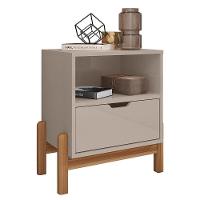 Mesa De Cabeceira Antares 1 Gaveta Off White - Casa D Off White - 1