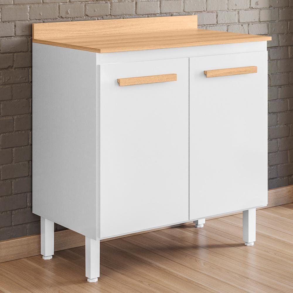 Balcão De Cozinha Intenza 80cm Branco Com Tampo Mdp - Nicioli Branco - 2